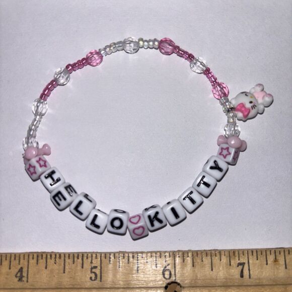 Multicolor “Hello Kitty” Bracelet Adult Humor Beaded Handmade Naughty Accessorie - Picture 2 of 3